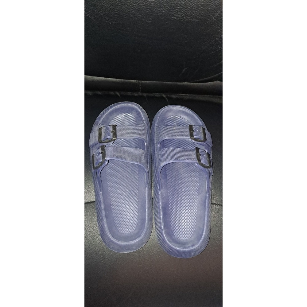 Slide Slippers for Men Women 40-41  Double‎ Buckle Adjustable Blue